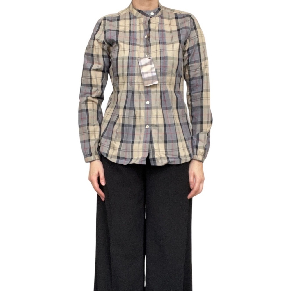 BARBOUR DRESS TARTAN Checked Fitted Long Sleeve Blouse Size 12 NEW WITH TAG - Picture 1 of 6